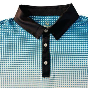 Uideazone Performance Golf Polo Men's Large White W/Fading Blue Dots Stretch